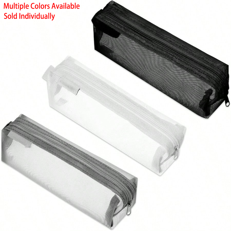 Clear Mesh Pencil Pouch For Exam - 투명 메쉬 시험용 필통 미니멀리스트 투명