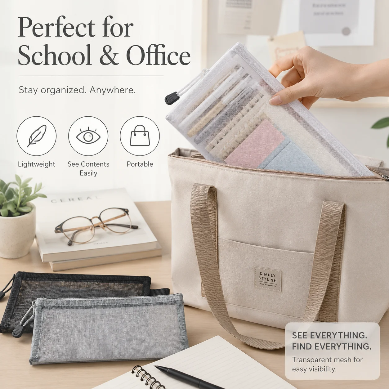 투명 메쉬 펜 가방 시험용 투명 지퍼 연필 케이스 일상 - Clear Mesh Pencil Pouch For Exam 리뷰 및 가격