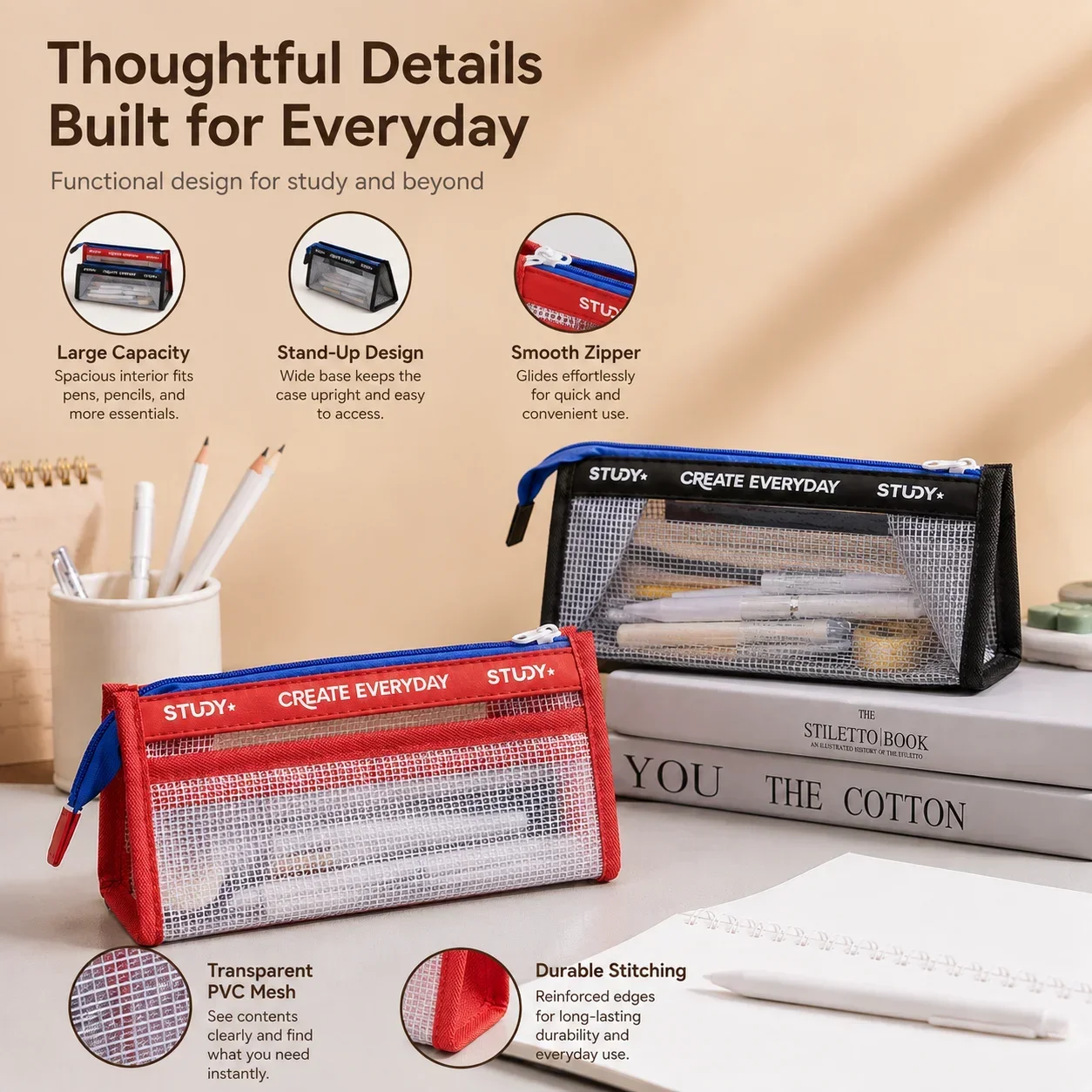 투명 필통, 대용량 투명 펜 파우치 (시험용), 학생용 - Aesthetic Large Pencil Case Pouch 리뷰 및 가격