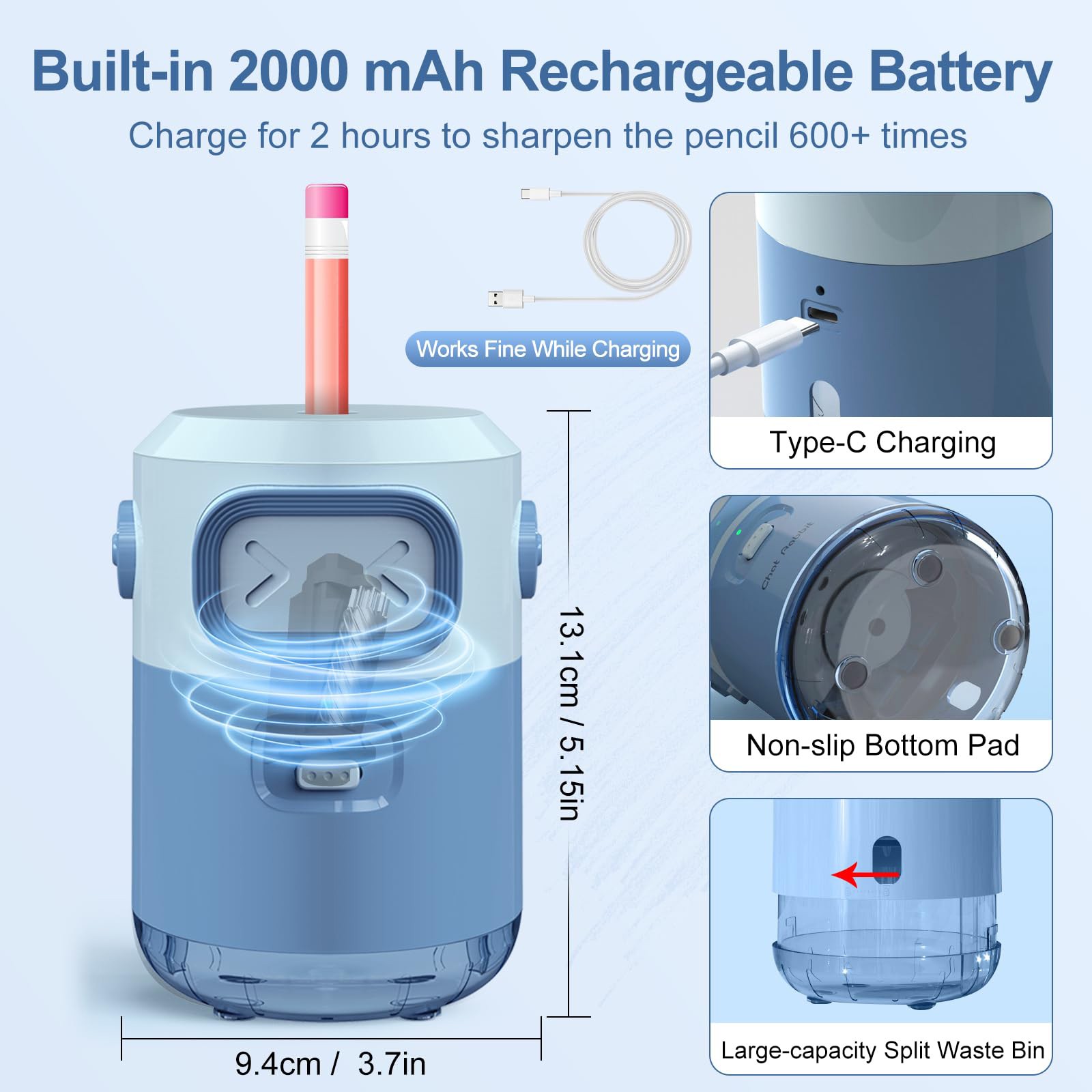 완전 자동 전동 연필깎이 2000mAh 충전식 3초 빠 - Electric Pencil Sharpener Usb 리뷰 및 가격